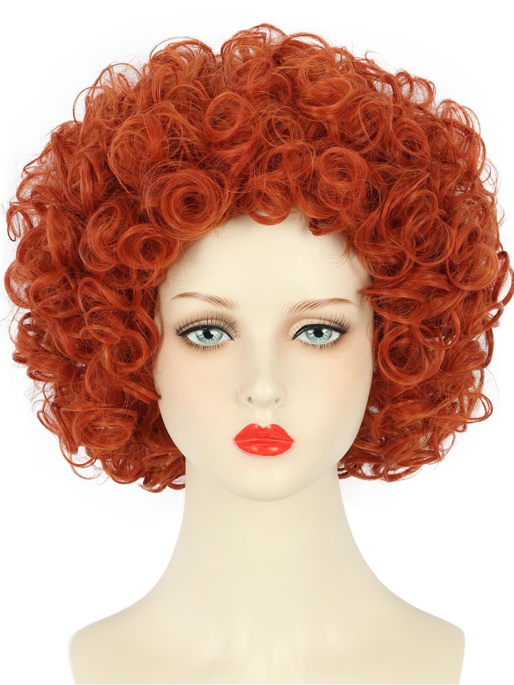 Synthetic Red Curly Wig Unisex Adult One Size Halloween Cosplay Annie Anime